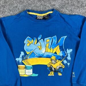 Eljay Long Sleeve T-Shirt Boys Size 12/14 Blue Graffiti Streetwear Hip Hop